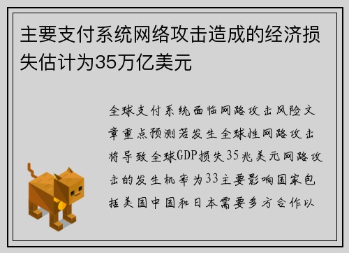 主要支付系统网络攻击造成的经济损失估计为35万亿美元 
